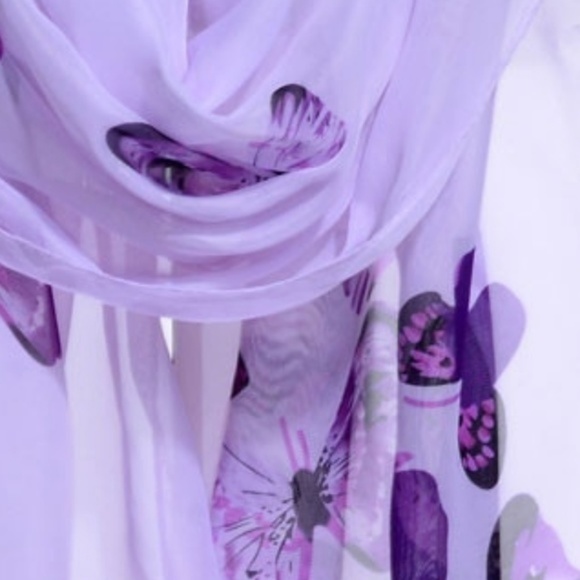 Lavender Chiffon Purple Butterfly Wrap Scarf Shawl - Picture 5 of 5